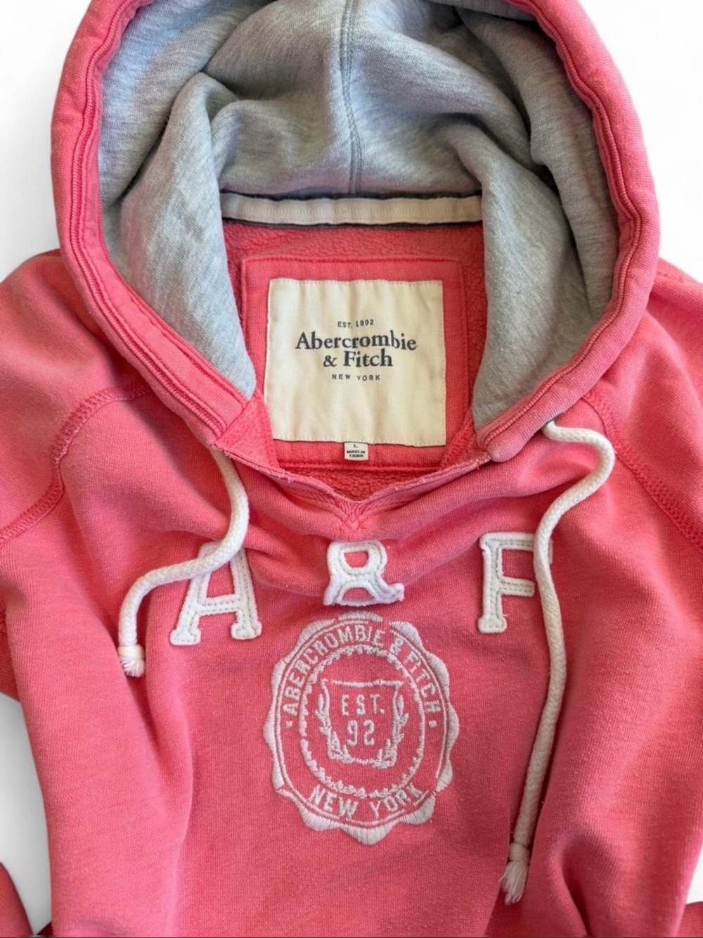 Vintage Y2K Abercrombie & Fitch Pink Hooded Pullover Sweatshirt Size L